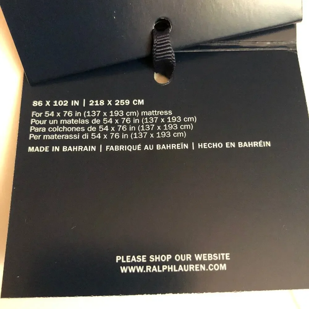 Ralph Lauren Organic Cotton Percale Palmer Full Flat Sheet White Sand Dune New